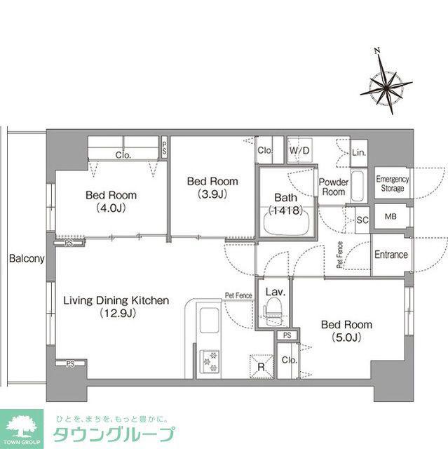 コンフォリア・リヴ南砂町イースト(3LDK/10階)の間取り写真