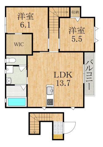 POSTAL I(2LDK/2階)の間取り写真