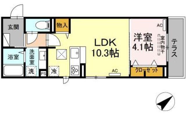 アニマート(1LDK/1階)の間取り写真