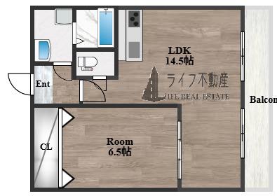 比枝コーポラス上町I(1LDK/2階)の間取り写真