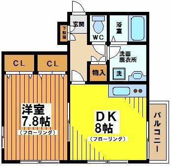 パインハイム(1DK/2階)の間取り写真