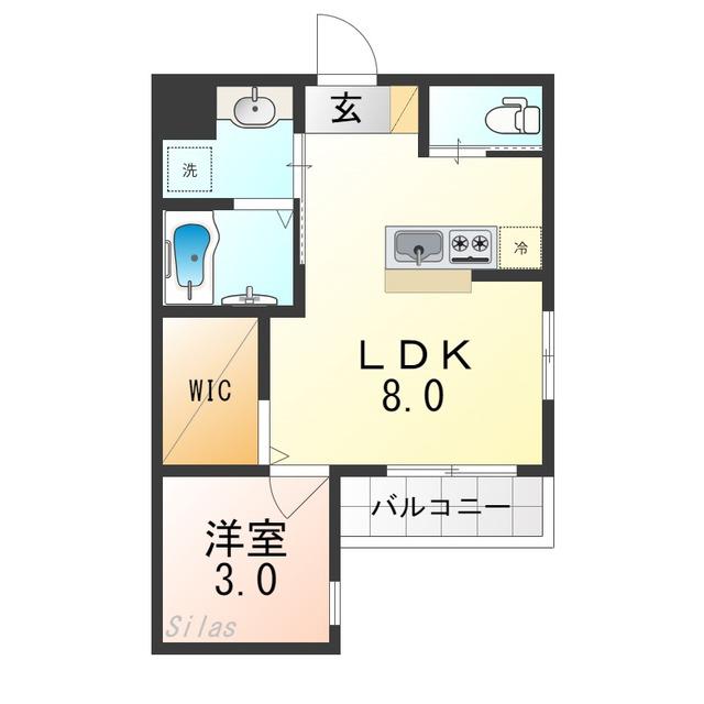 リアコート北田辺(1LDK/2階)の間取り写真