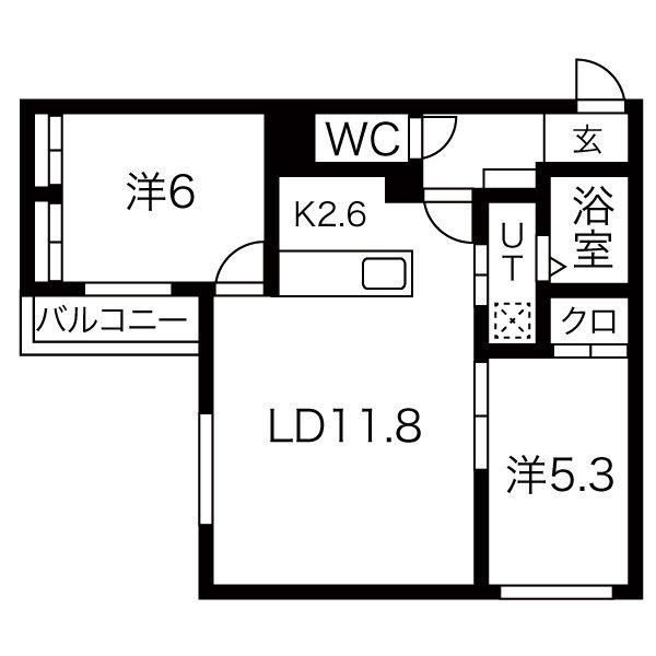 ESSENCE11(2LDK/4階)の間取り写真