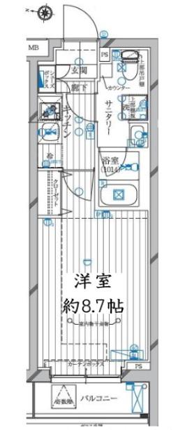 レガリス蒲田(1K/1階)の間取り写真
