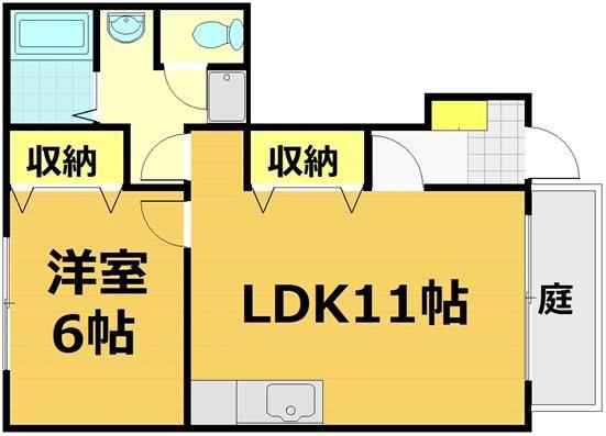 ルネ紫野(1LDK/1階)の間取り写真