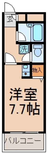 すばるハイツ(ワンルーム/2階)の間取り写真