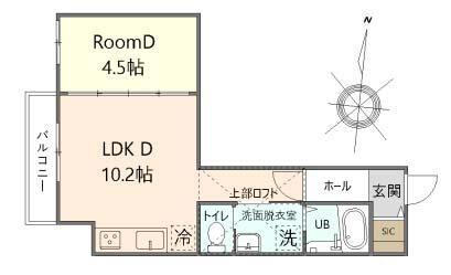 ミクラス(1LDK/2階)の間取り写真