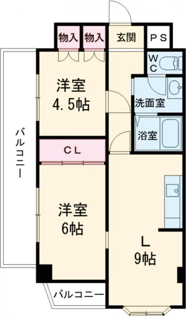 ベイシティマルゴ(2LDK/5階)の間取り写真