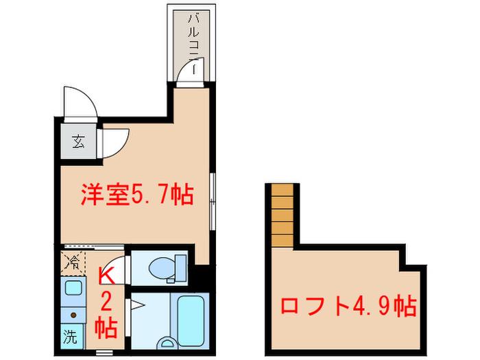 リーヴェルGINO元住吉(1K/3階)の間取り写真