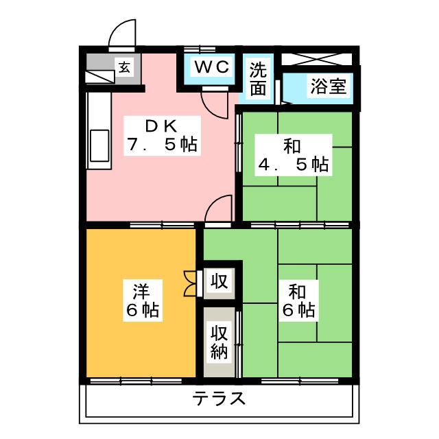 吉田ハイツ(3DK/1階)の間取り写真