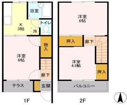 コーポ鈴木 B(3K/1階)の間取り写真
