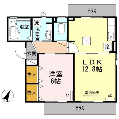サフィニア ガーデン(1LDK/1階)の間取り写真