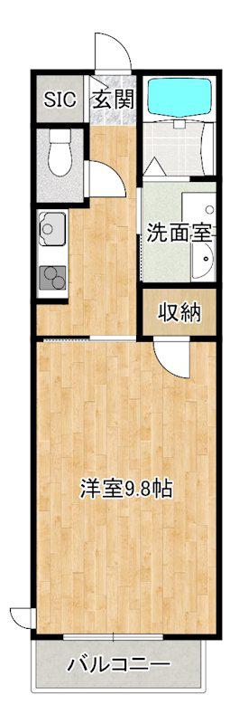 スクワール行永東(1K/1階)の間取り写真