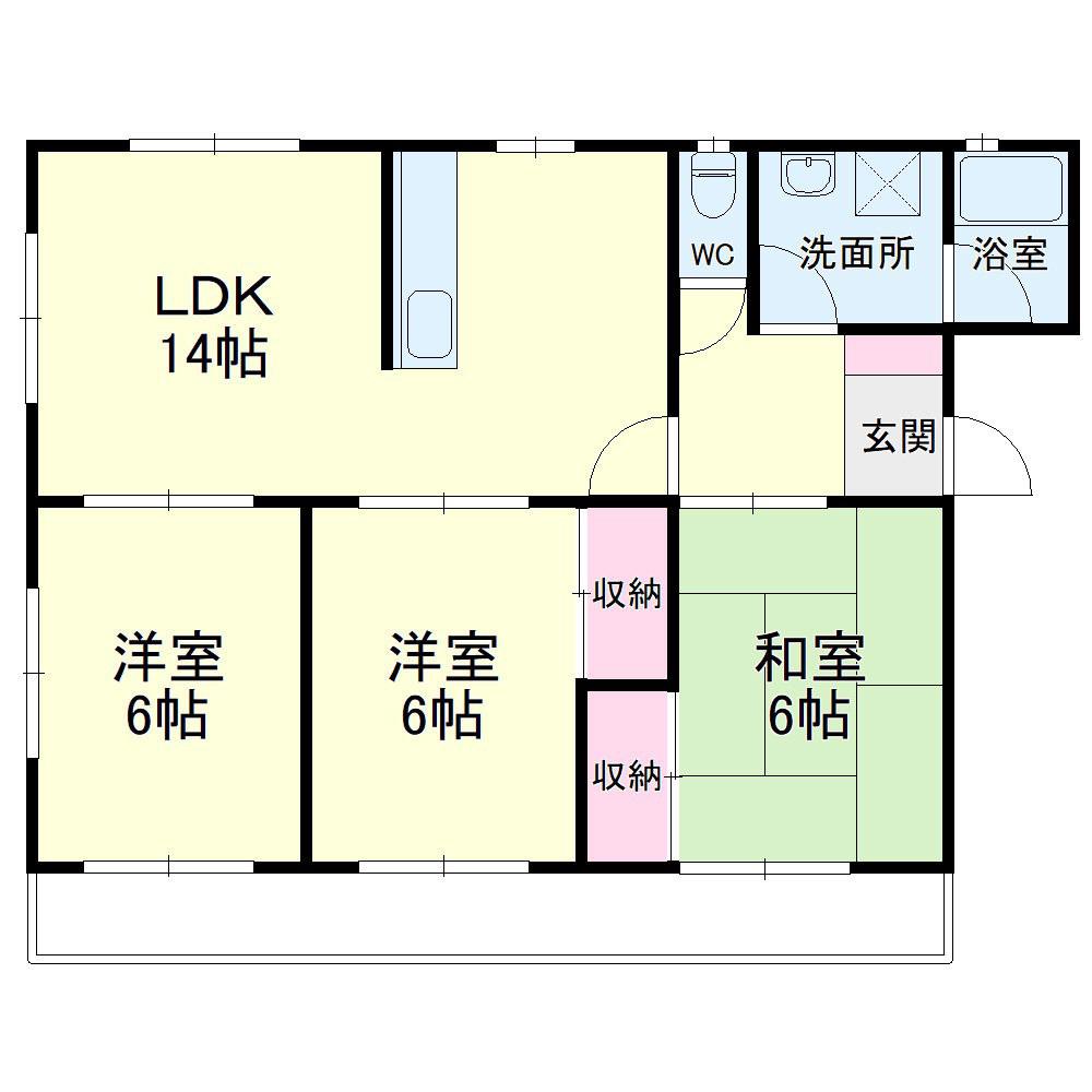 マンションゆうリモージュ(3LDK/3階)の間取り写真