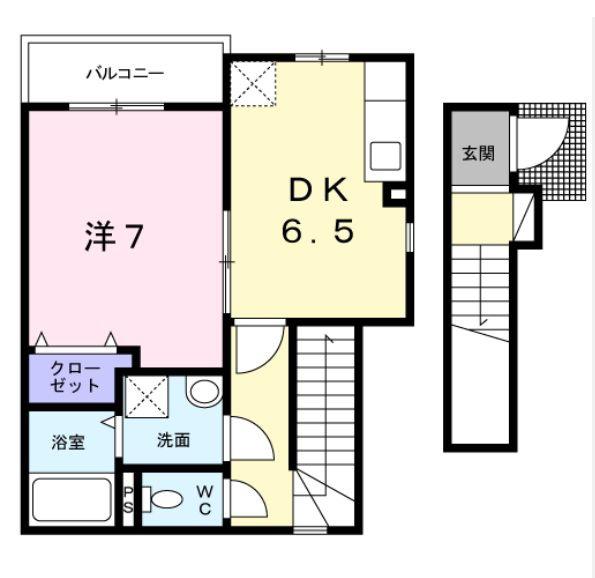 コンソラトゥール(1DK/2階)の間取り写真