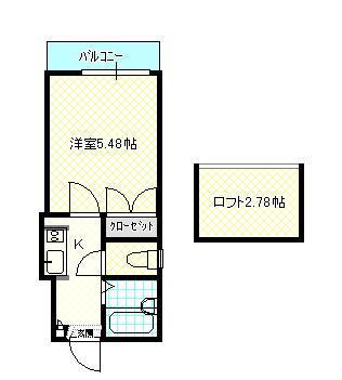 北浜パレス(1K/2階)の間取り写真