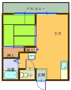 神谷ハイツ(1DK/1階)の間取り写真