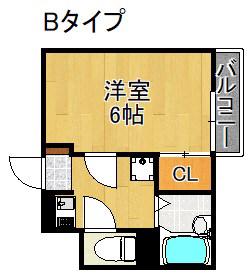 ロイヤルマンション(1K/2階)の間取り写真