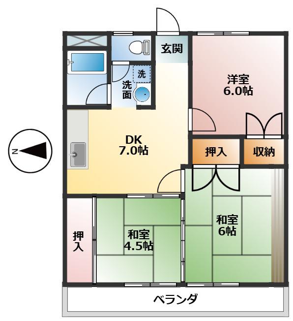 AL北新町(3DK/3階)の間取り写真
