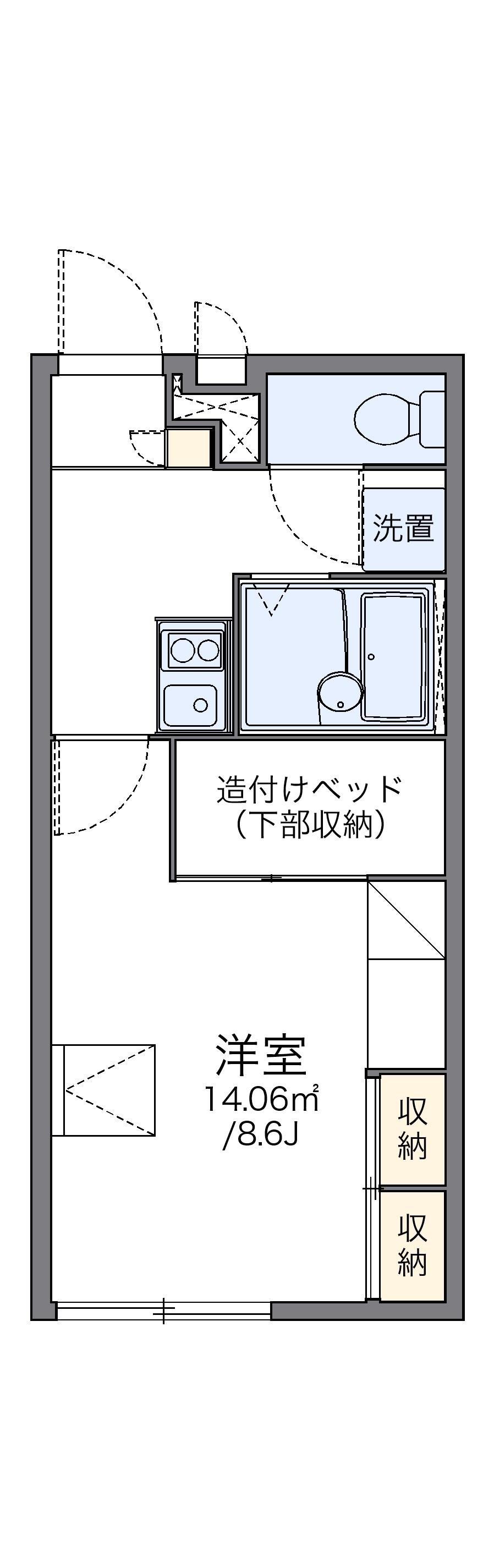 レオパレスグリーンハイツ下白水(1K/1階)の間取り写真