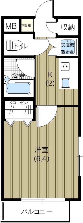 レディアント徳西(1K/1階)の間取り写真