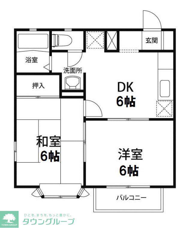 グリーンハイツ2(2DK/2階)の間取り写真