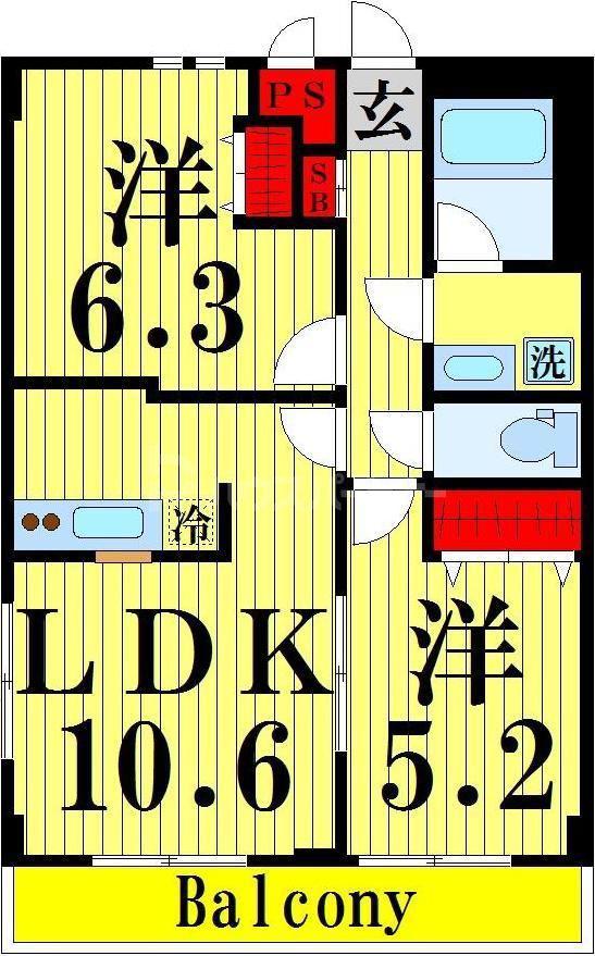 アーバンレックス西新井III(1SLDK/3階)の間取り写真