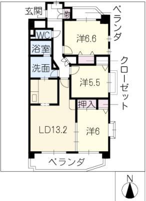 みかん山ガーデン(3LDK/3階)の間取り写真