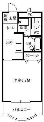 TOYOMI杵築(1K/2階)の間取り写真