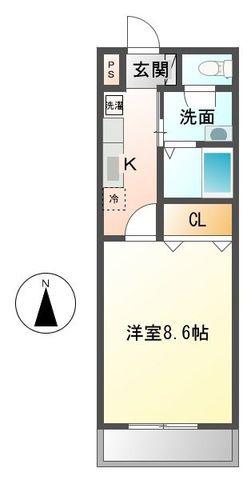 パルジェ紘(1K/2階)の間取り写真