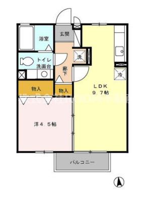 ヴィラモナリエール(1LDK/1階)の間取り写真