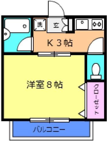 ダイヤモンドローズ梶ヶ谷(1K/2階)の間取り写真