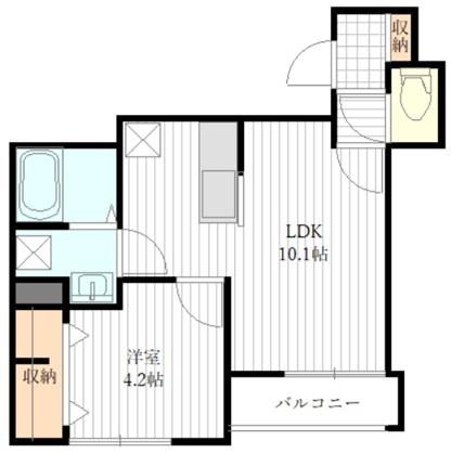 クリザンテーム(1LDK/2階)の間取り写真