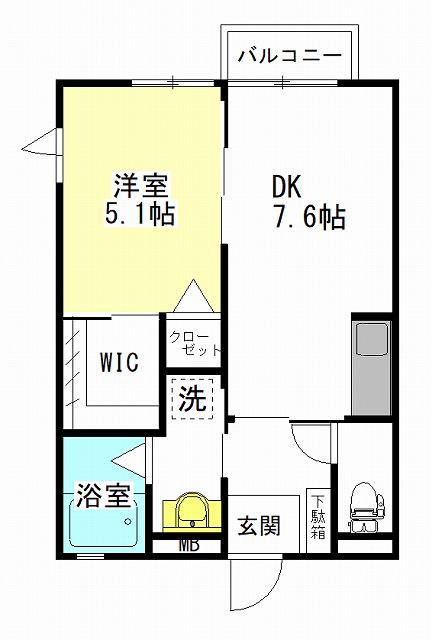 レクエルドA(1DK/2階)の間取り写真