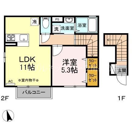 MELA PESCA(1LDK/2階)の間取り写真