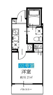 UNIO北千住(1K/2階)の間取り写真