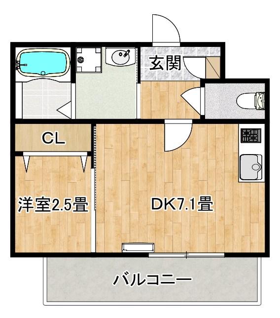 大浜北町シーエムシズ(1DK/3階)の間取り写真