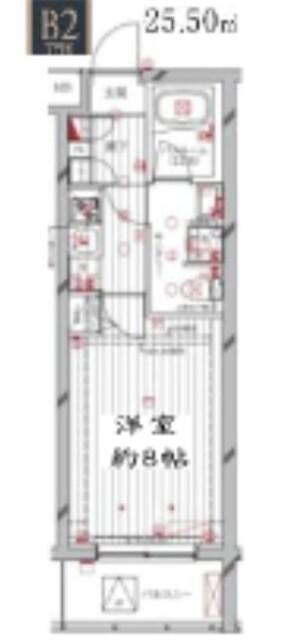 レガリス洗足池(1K/1階)の間取り写真
