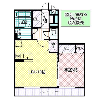 スマイル サンライズ A棟(1LDK/1階)の間取り写真