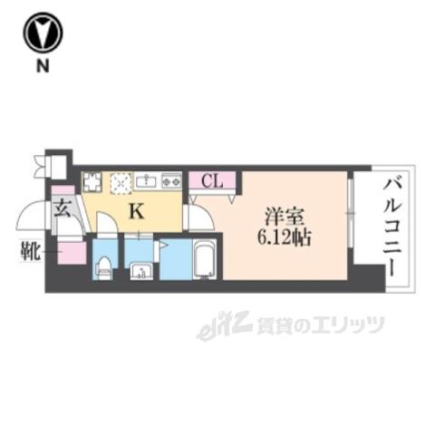 LUXE布施北3(1K/7階)の間取り写真