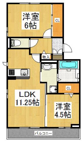 キャトルセゾン(2LDK/1階)の間取り写真