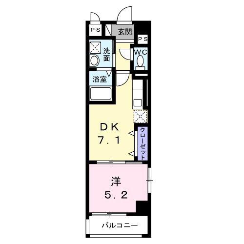 てぃーだむい牧志(1DK/3階)の間取り写真