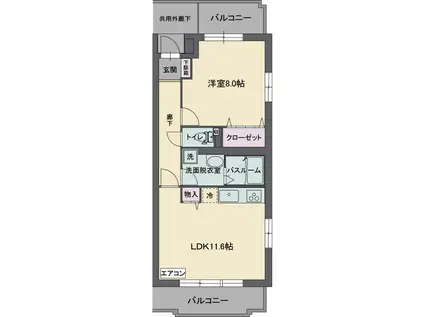 グリーングラスN(1LDK/3階)の間取り写真