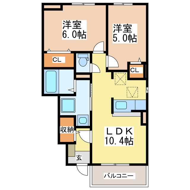 ル・ソレイユII(2LDK/1階)の間取り写真