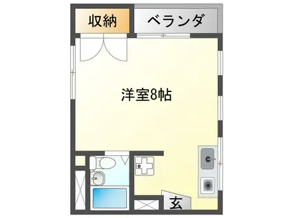 ベイヒルズ湊(ワンルーム/3階)の間取り写真