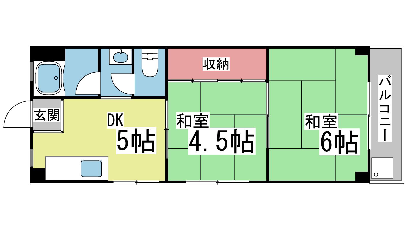 サンハイツセノオ(2DK/4階)の間取り写真