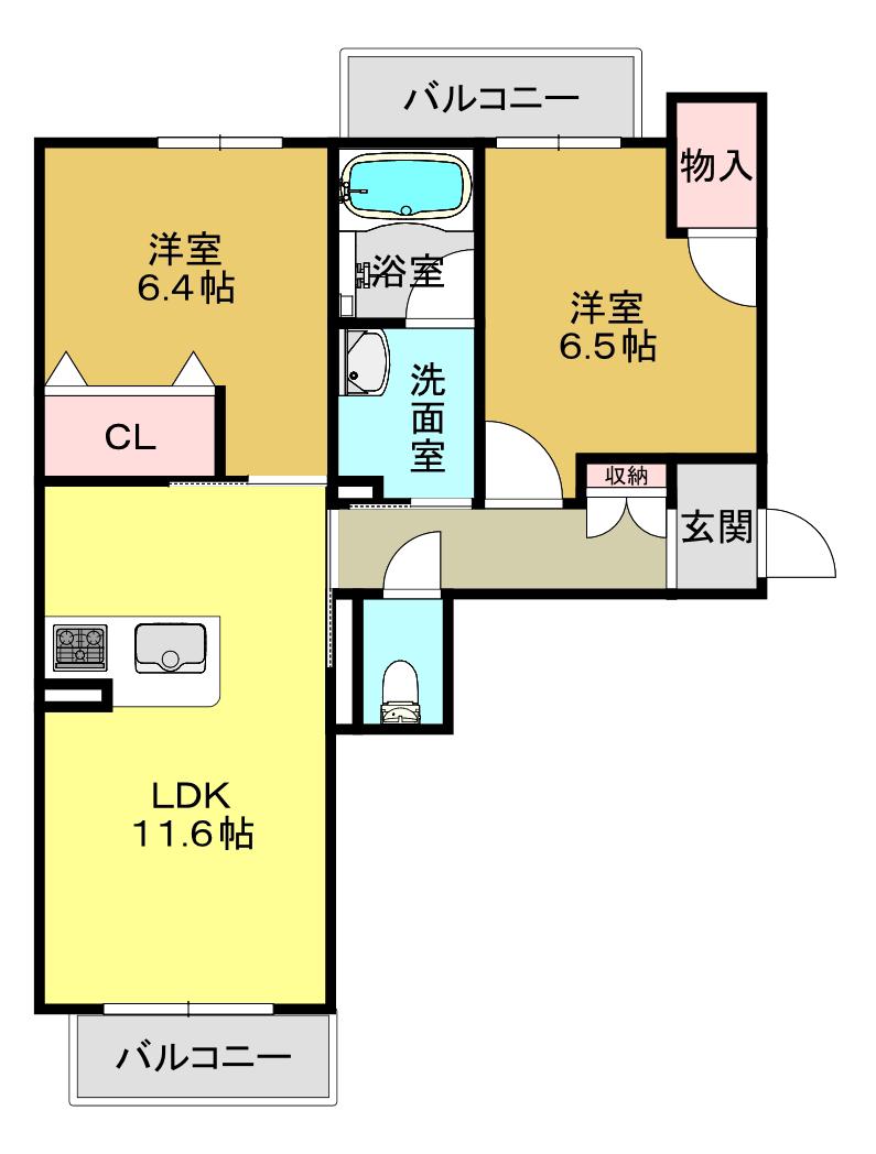 SHA MAISON STELLA(2LDK/2階)の間取り写真