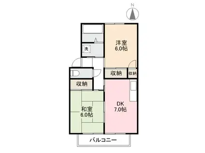 テンダーネスコーポI 1階(2DK/1階)の間取り写真