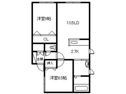 フェリシダ(2LDK/1階)の間取り写真