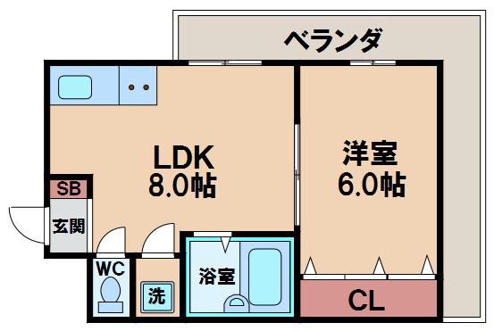 コーポイン美章園&河堀口(1LDK/5階)の間取り写真